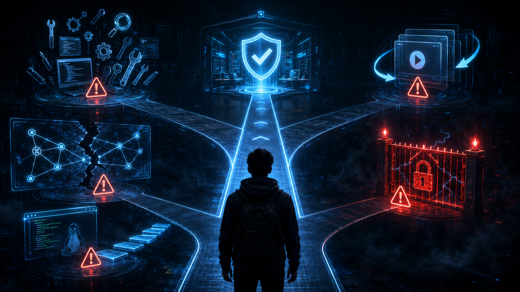 Beginner learning cyber security while avoiding common mistakes like skipping basics and using tools too early